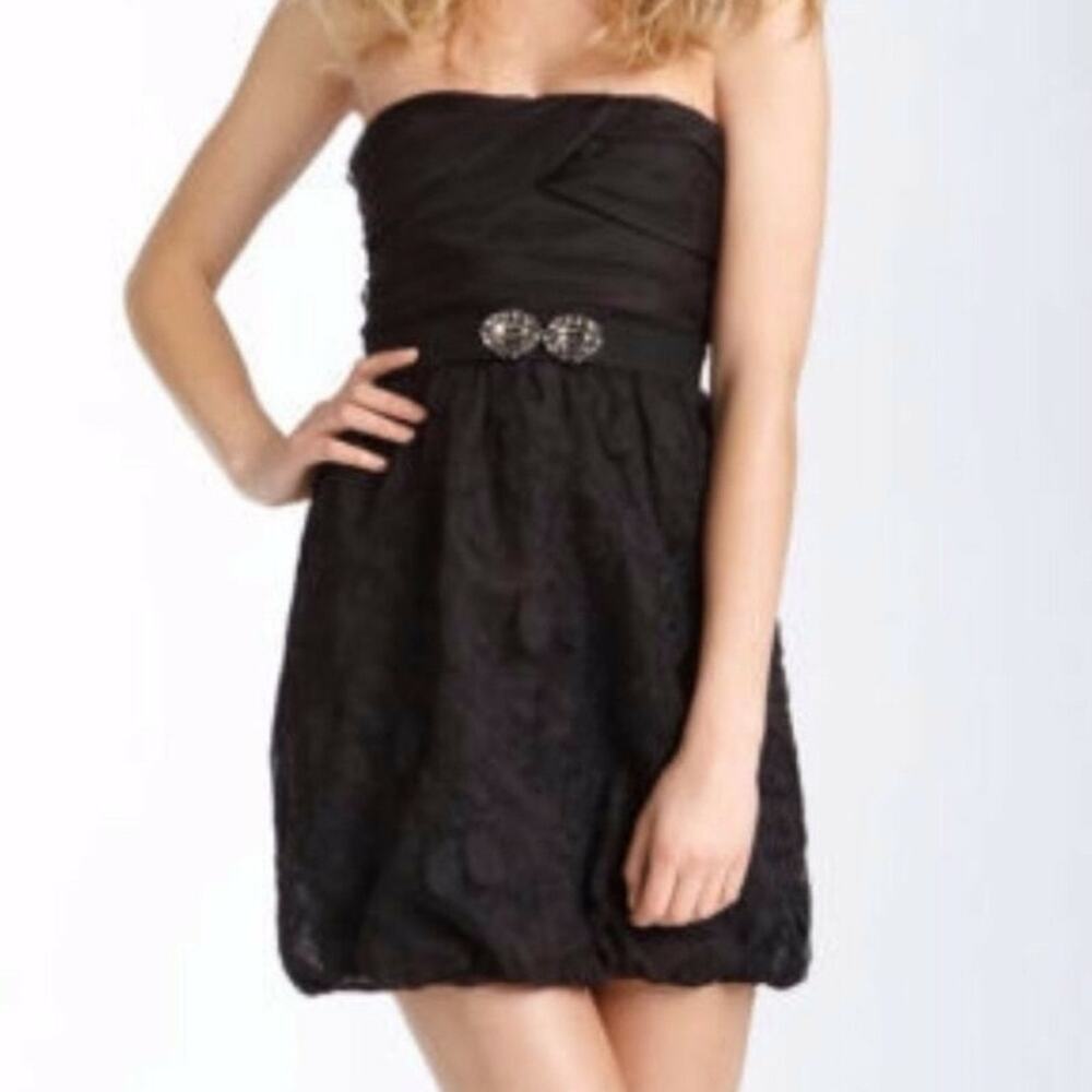 BCBG Black Strapless Organza Dress - 0S
